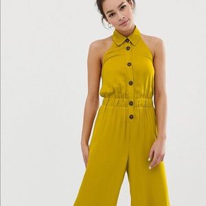 Yellow lemongrass halter jumpsuit